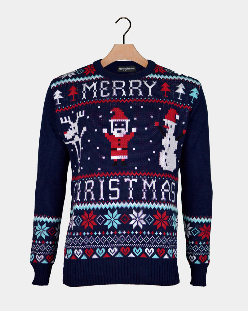 Jersey de Navidad para Mujer Azul Merry Christmas