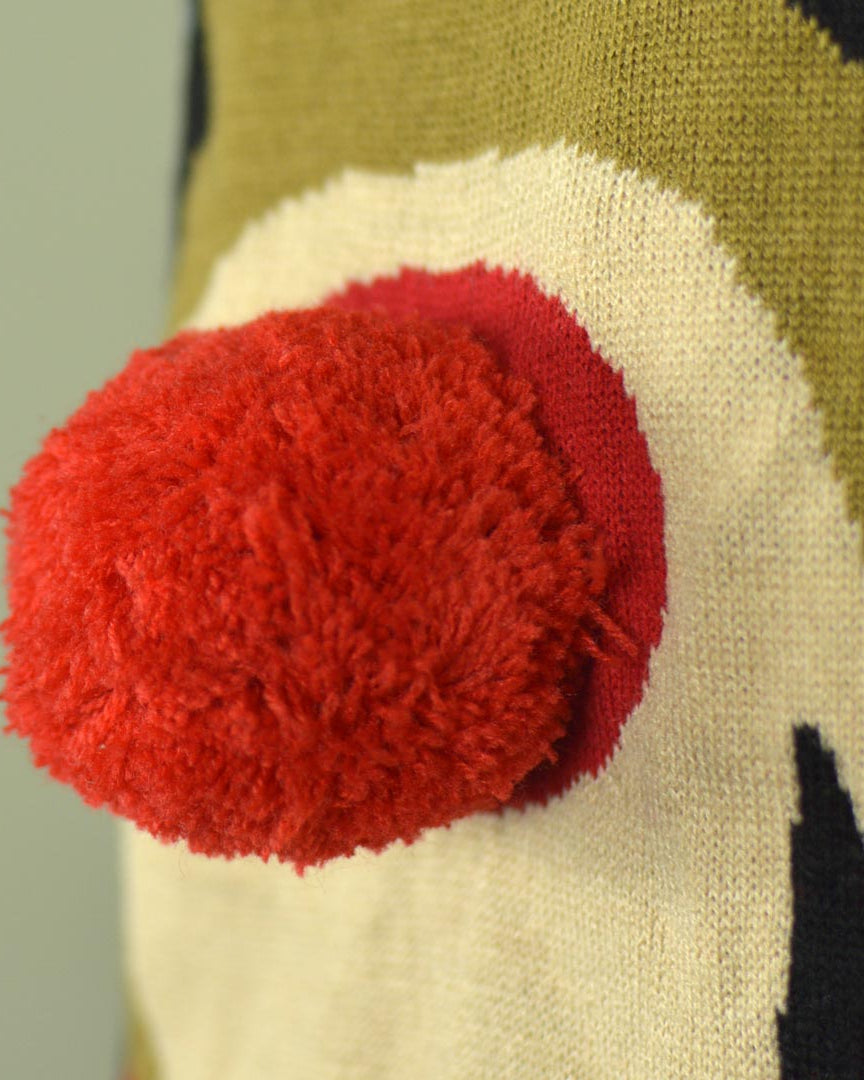 Jersey de Navidad para Mujer Azul Reno con Nariz Roja en 3D Detalle