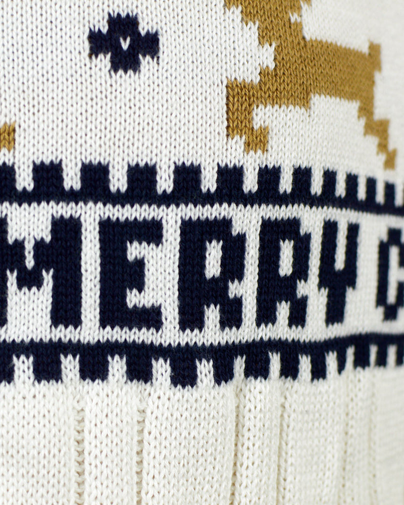 Jersey de Navidad para Mujer Elegante Blanco con Renos Algodón Orgánico Detalle