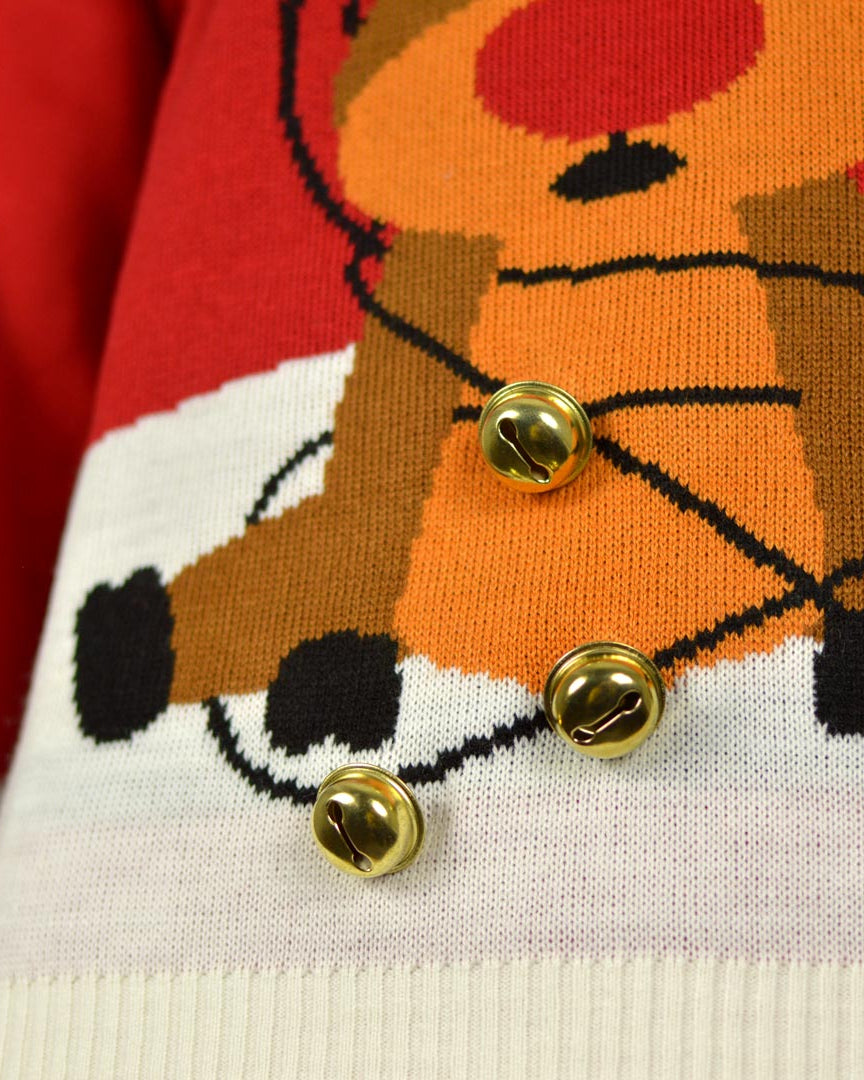 Jersey de Navidad para Mujer Jingle Bells Suck Rojo Cascabeles 3D Detalle