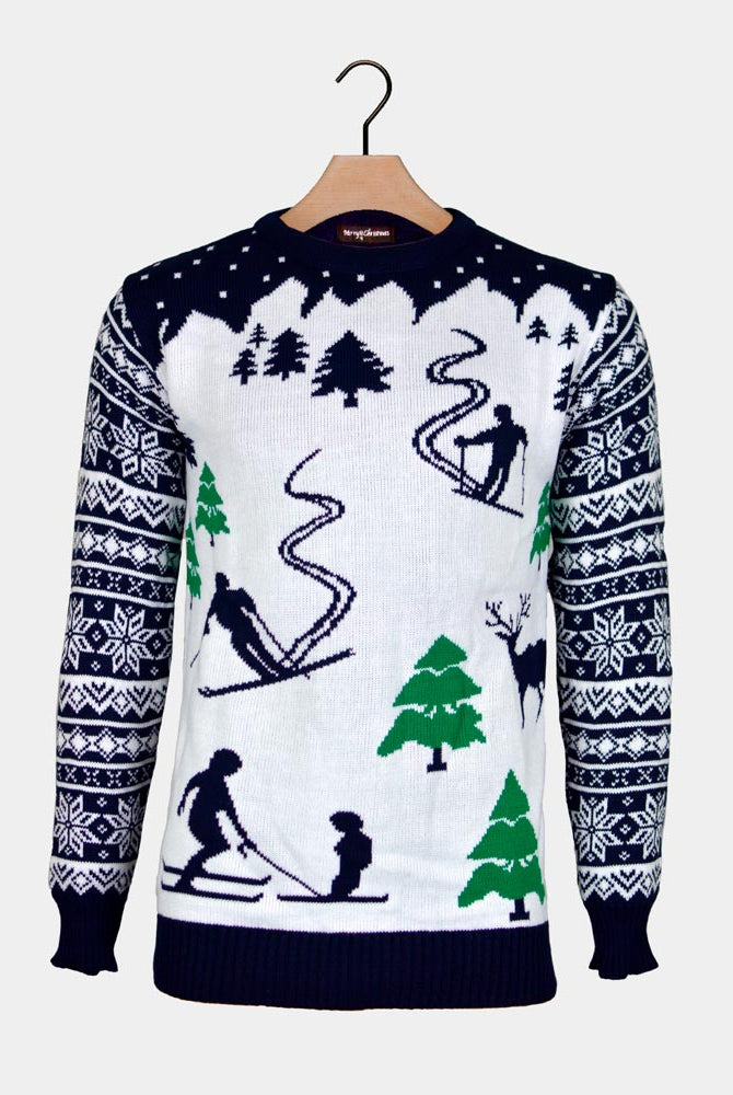 Jersey de Navidad para Mujer Pista de Ski Esquiadores