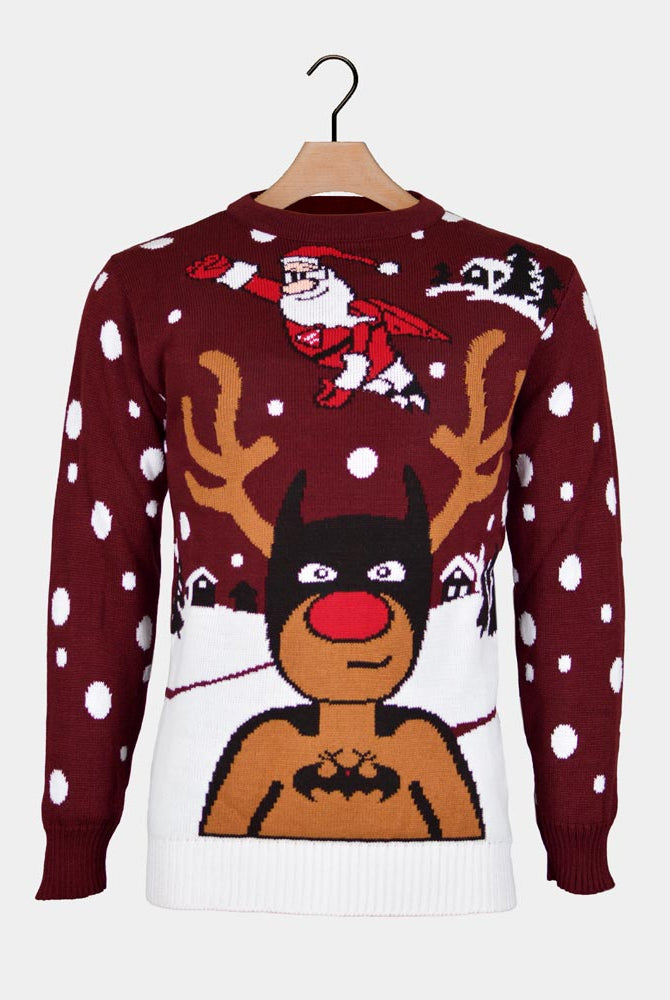 Jersey de Navidad para Mujer Reno Batman Papá Noel Superman