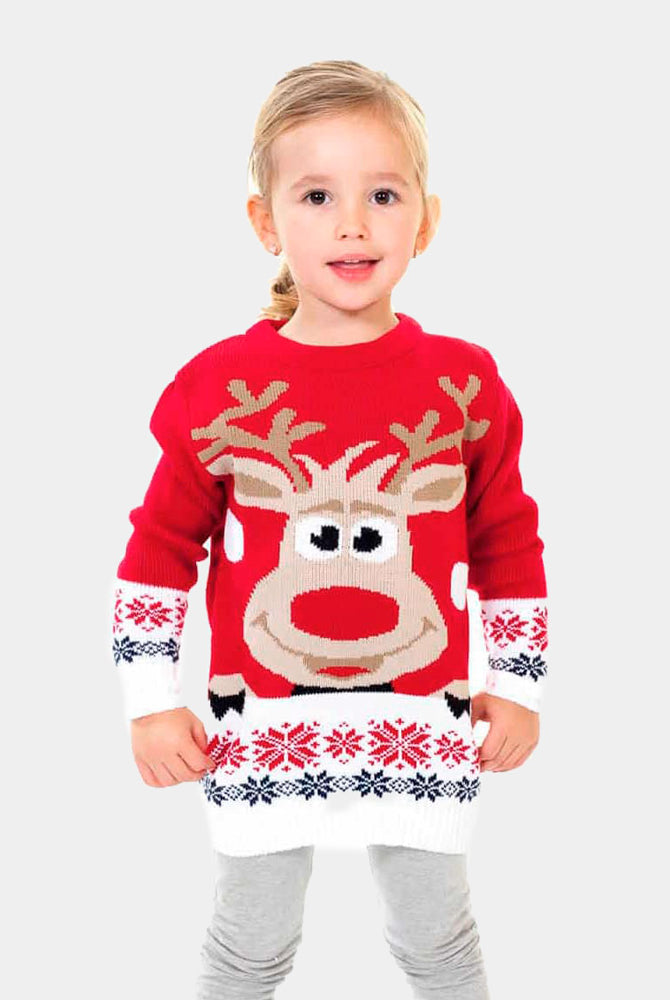 Jersey de Navidad para Niña Rojo con Reno