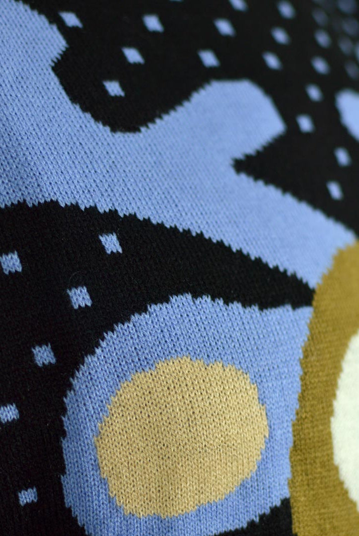 Jersey de Navidad para Niña y Niño Azul Reno con Nariz Roja en 3D Detalle Cuernos