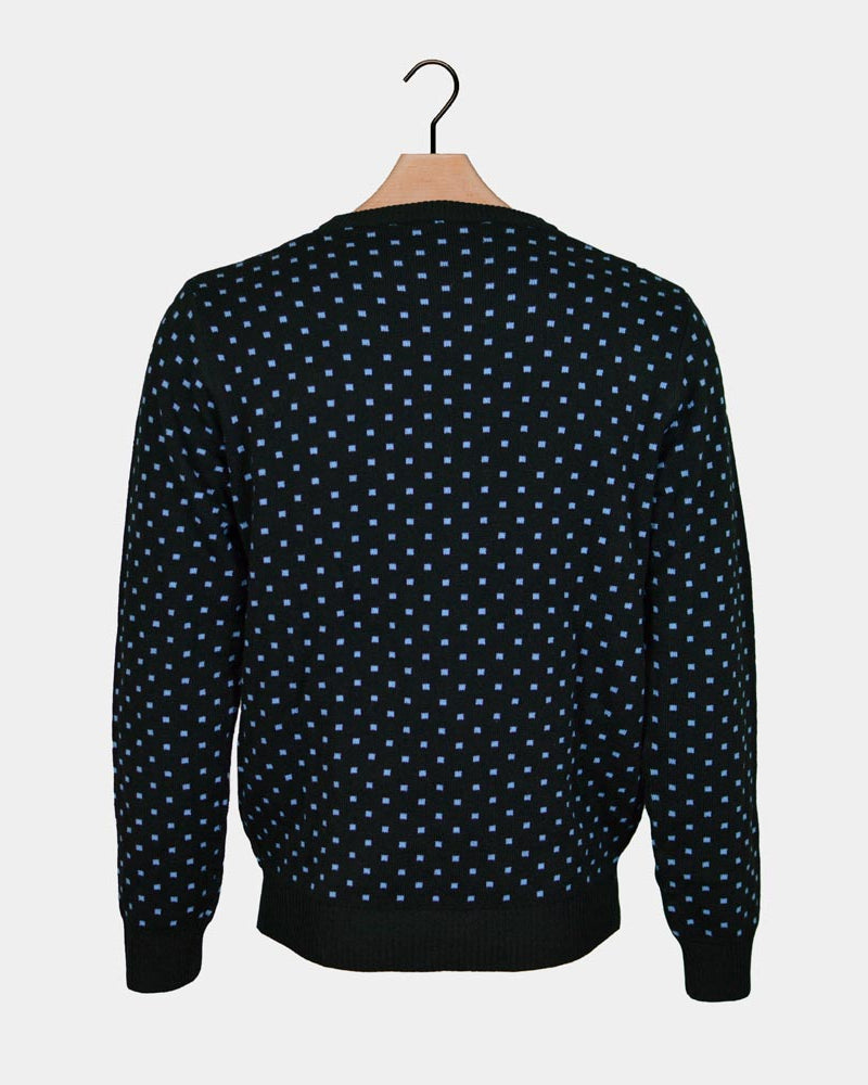 Jersey de Navidad Parejas Azul Reno con Nariz Roja en 3D Espalda