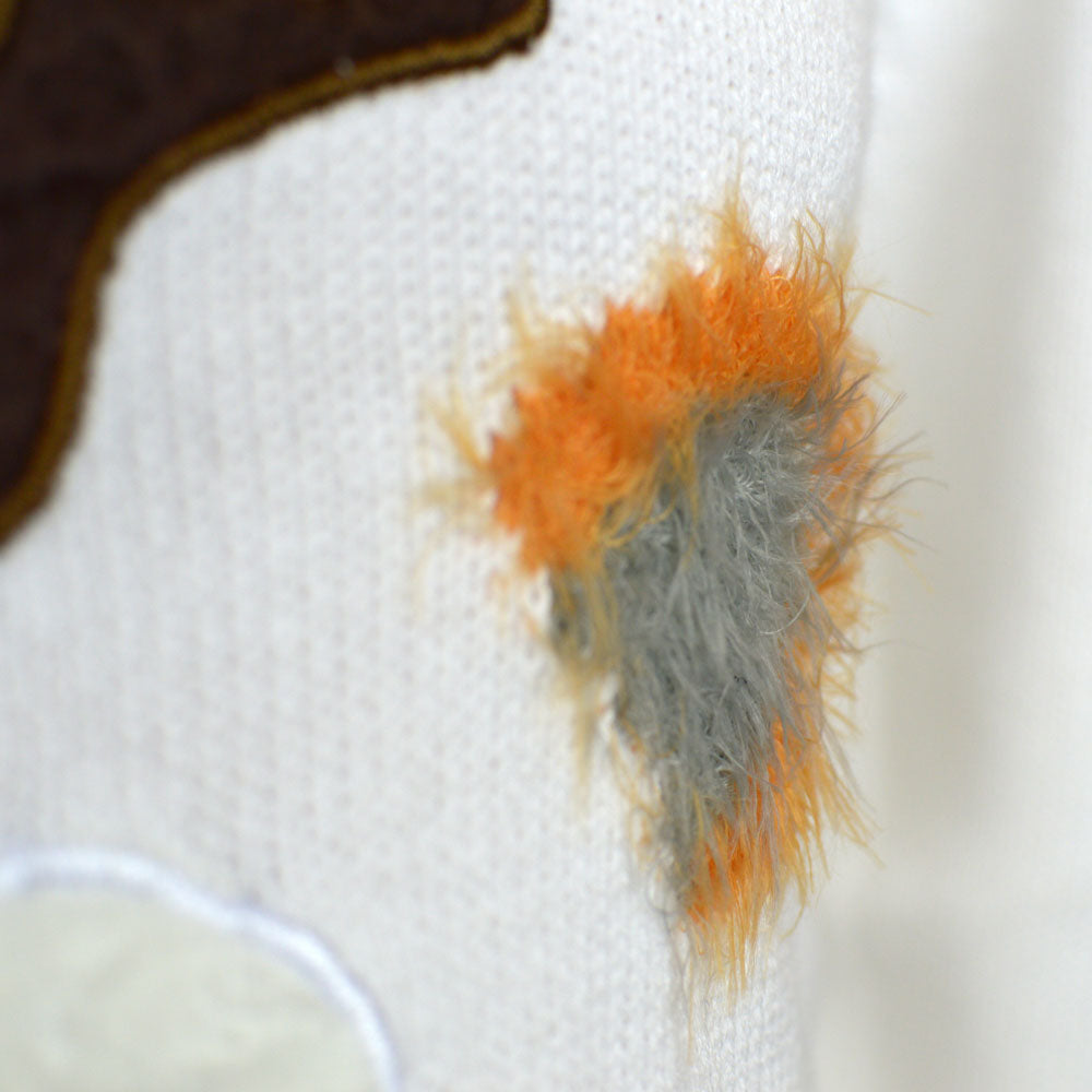 Jersey de Navidad Parejas Blanco con Reno 3D Peludo Cuernos