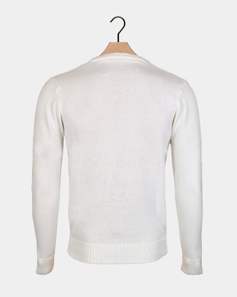 Jersey de Navidad Parejas Blanco con Reno 3D Peludo Espalda