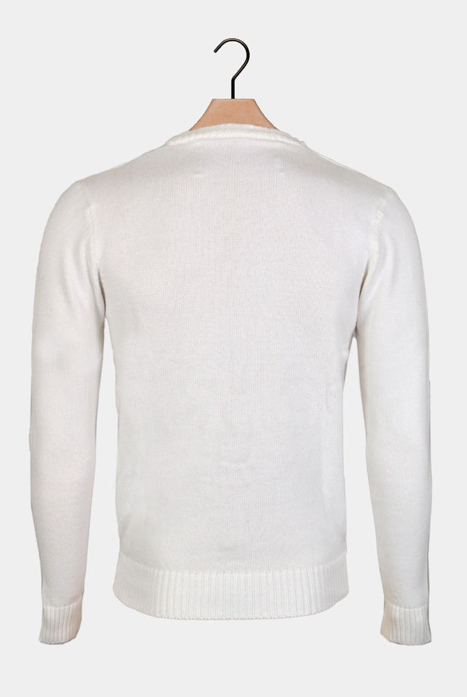 Jersey de Navidad Parejas Blanco con Reno 3D Peludo Espalda