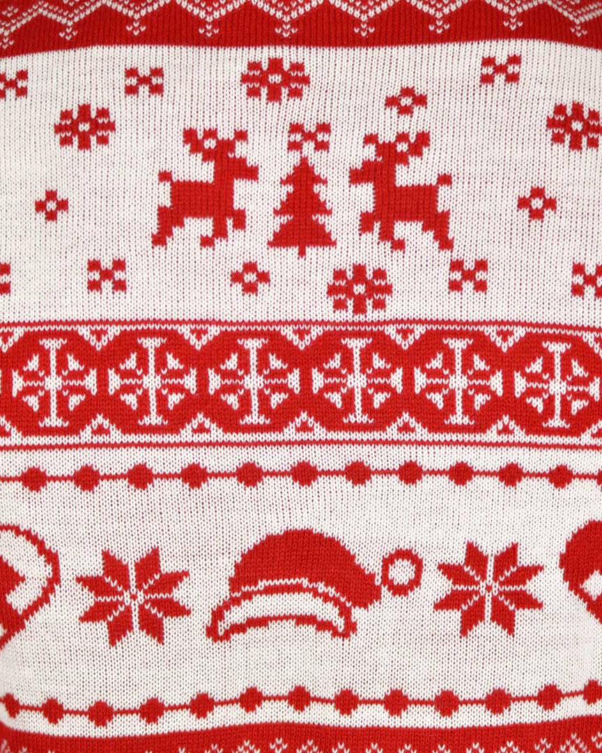 Jersey de Navidad Parejas Cenefas Rojo y Blanco Detalle