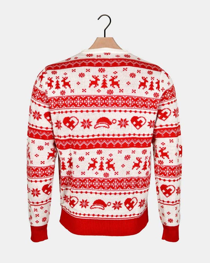 Jersey de Navidad Parejas Cenefas Rojo y Blanco Espalda
