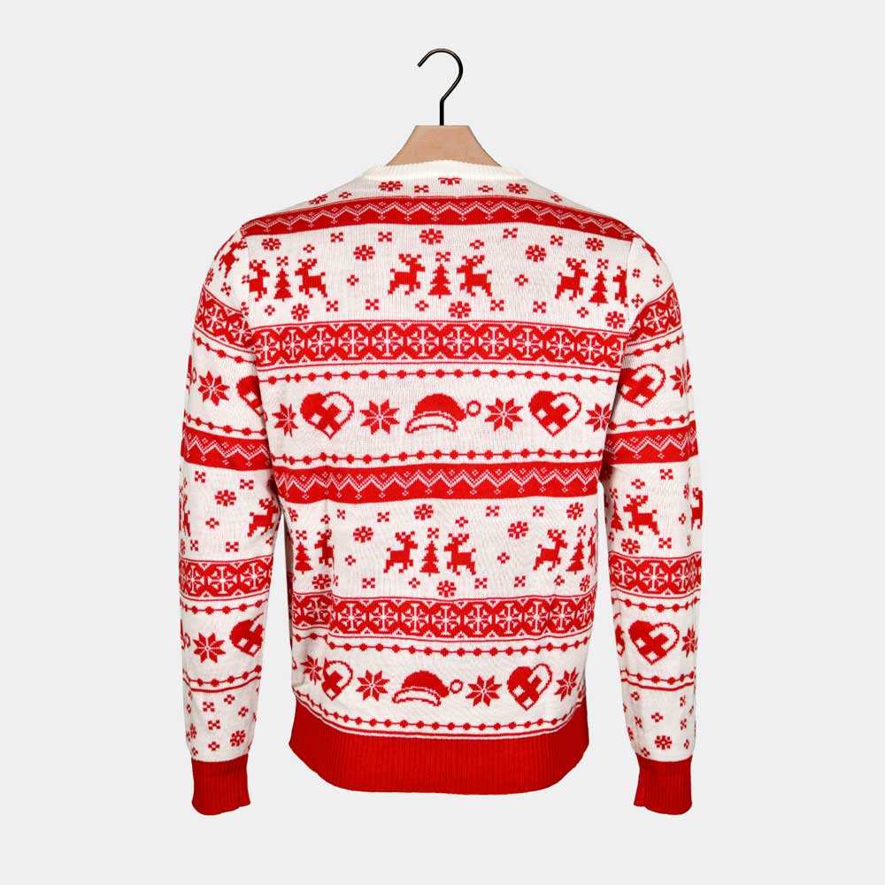 Jersey de Navidad Parejas Cenefas Rojo y Blanco Espalda