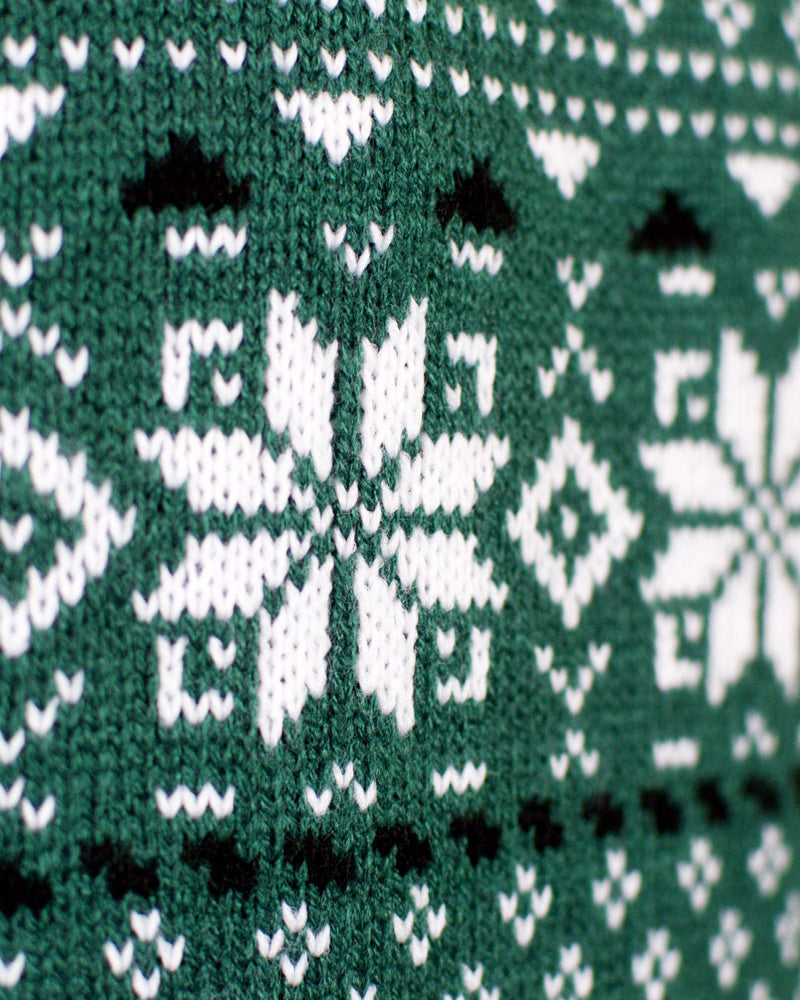 Jersey de Navidad Parejas Clásico Verde y Blanco Elegante Detalle