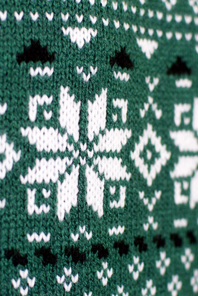 Jersey de Navidad Parejas Clásico Verde y Blanco Elegante Detalle