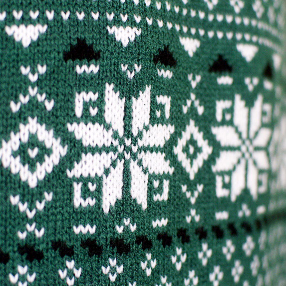 Jersey de Navidad Parejas Clásico Verde y Blanco Elegante Detalle
