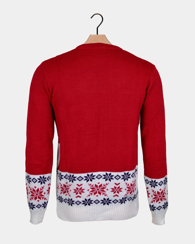 Jersey de Navidad Parejas con Reno Patinando Rojo Espalda