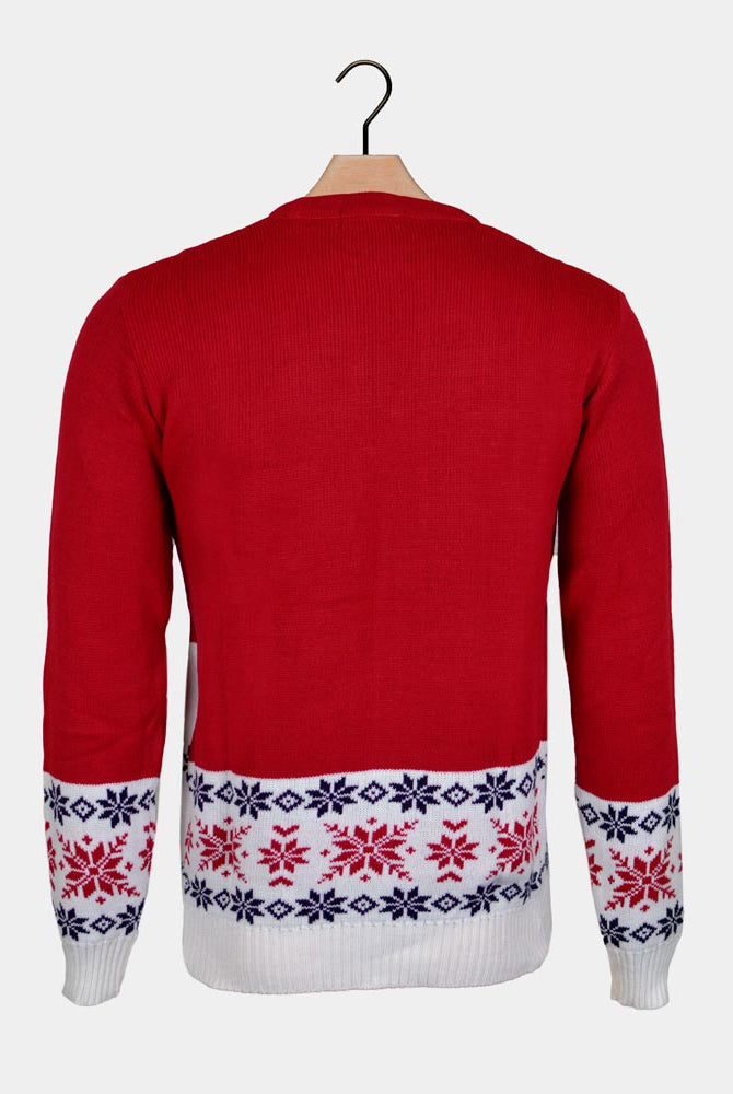 Jersey de Navidad Parejas con Reno Patinando Rojo Espalda
