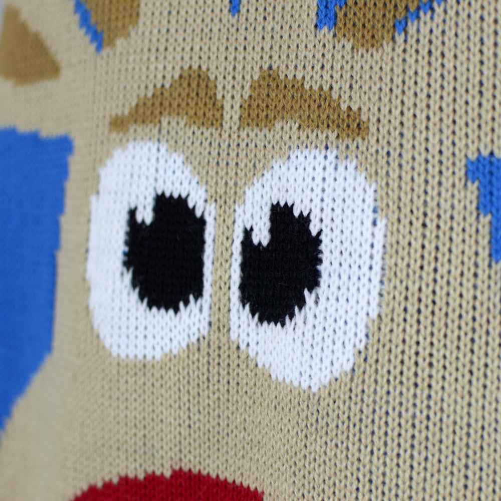 Jersey de Navidad Parejas con Reno y Nieve Azul Claro Detalle