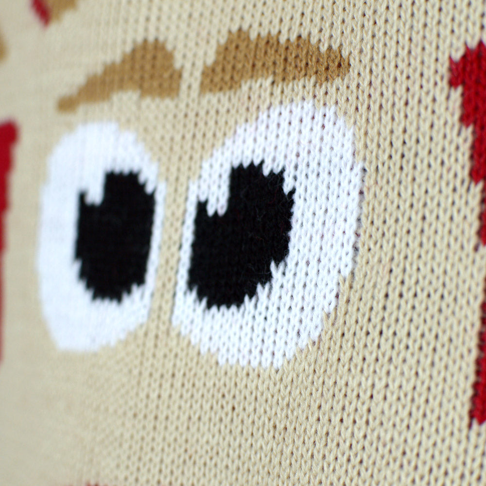 Jersey de Navidad Parejas con Reno y Nieve Rojo Detalle