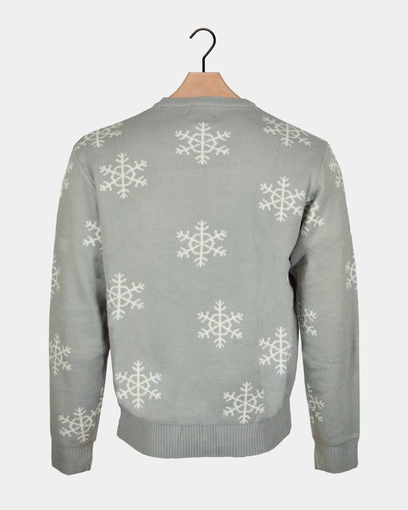 Jersey de Navidad Parejas Gris con Muñeco de Nieve de Lentejuelas Espalda
