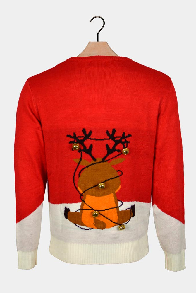 Jersey de Navidad Parejas Jingle Bells Suck Rojo Cascabeles 3D Espalda