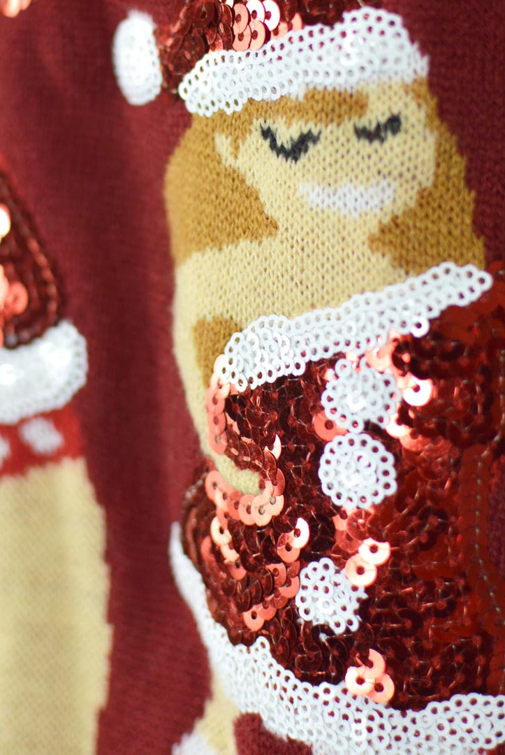 Jersey de Navidad Parejas Jingles Ladies Lentejuelas Detalle