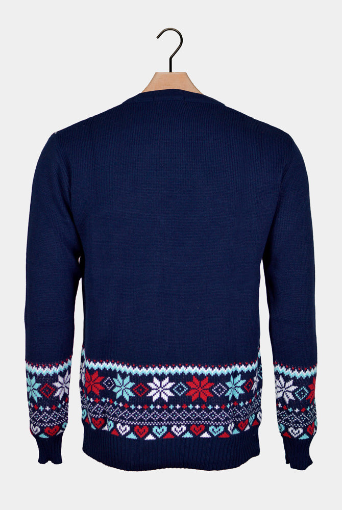 Jersey de Navidad Parejas Merry Christmas Azul Marino Espalda