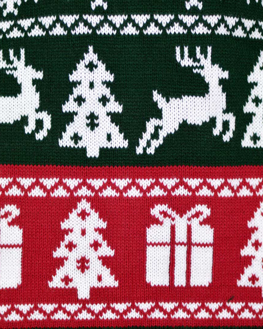 Jersey de Navidad Parejas Merry Christmas Verde Rojo y Blanco Detalle
