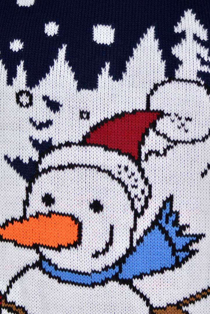 Jersey de Navidad Parejas Muñeco de Nieve en Trineo Detalle