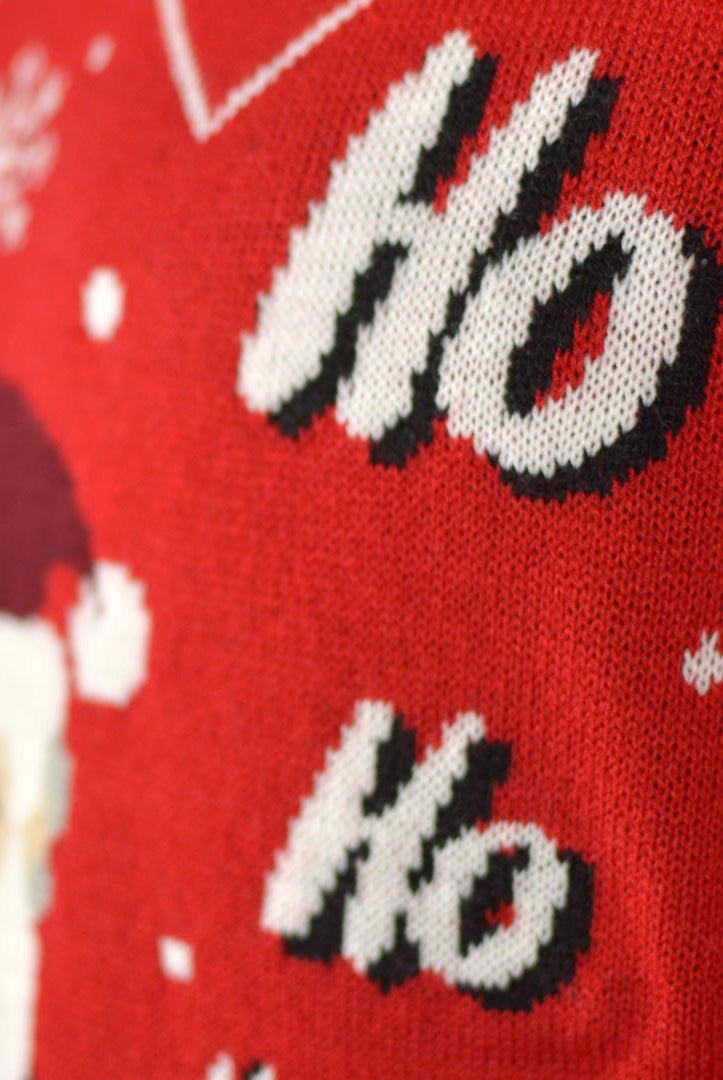 Jersey de Navidad Parejas con Papá Noel Entrando por la Chimenea Detalle