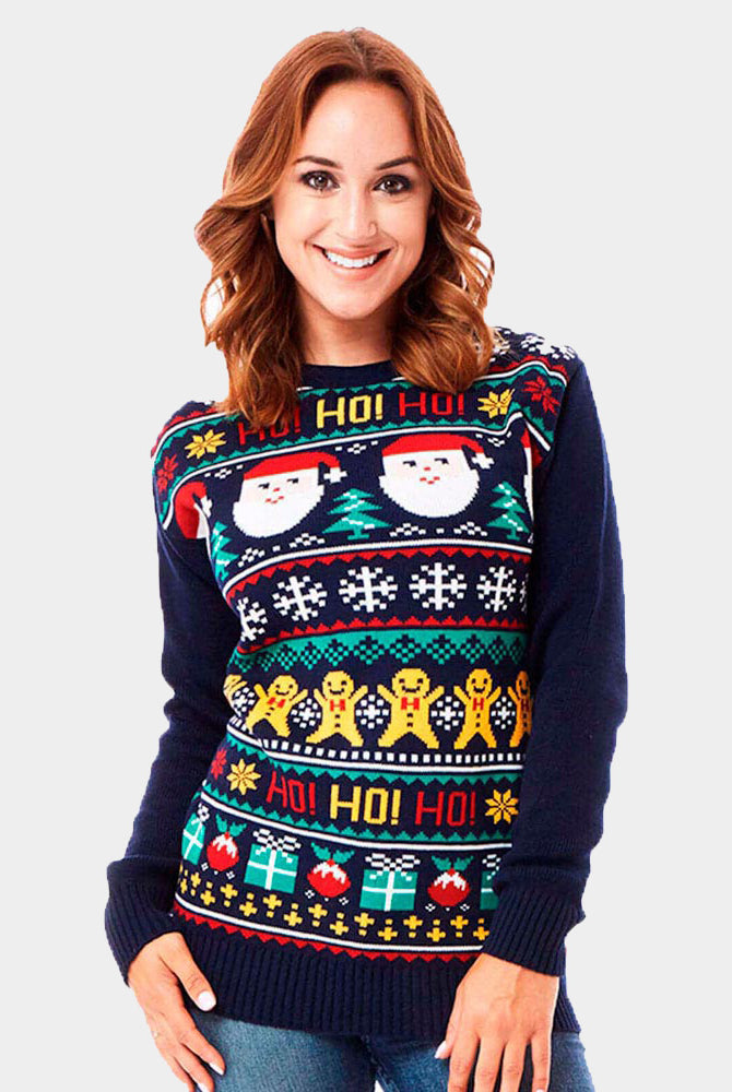 Jersey de Navidad Parejas Papá Noel Ho Ho Ho! Mujer