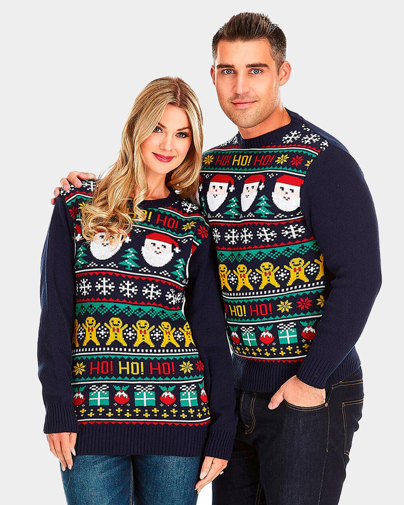 Jersey de Navidad Parejas Papá Noel Ho Ho Ho! Hombre y Mujer