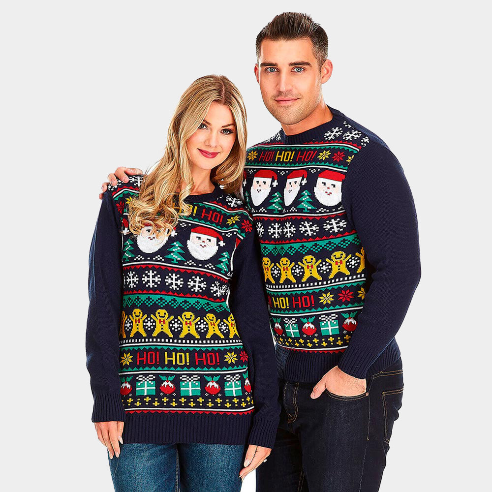 Jersey de Navidad Parejas Papá Noel Ho Ho Ho! Hombre y Mujer