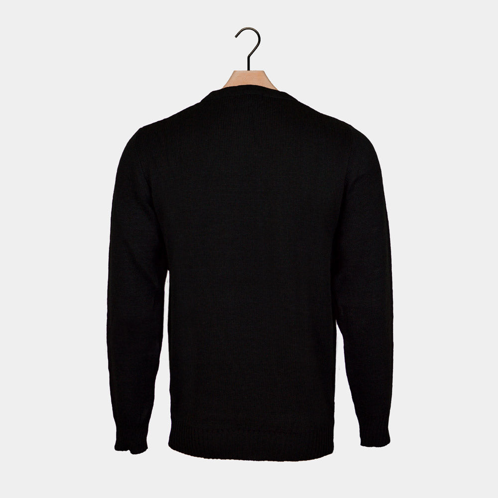 Jersey de Navidad Parejas Papá Noel y Reno Buscando Trabajo Espalda