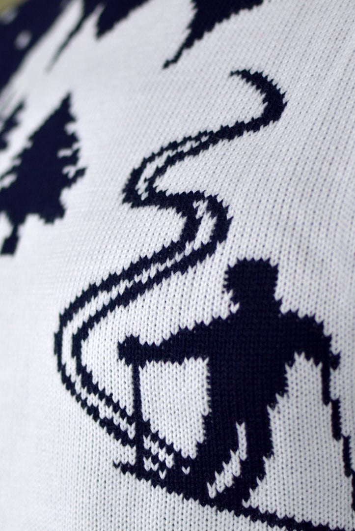 Jersey de Navidad Parejas Pista de Ski Esquiadores Detalle