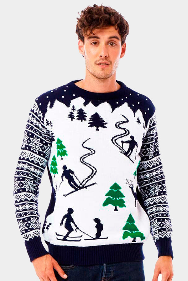 Jersey de Navidad Parejas Pista de Ski Esquiadores Hombre