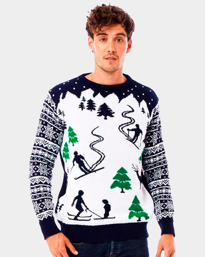 Jersey de Navidad Parejas Pista de Ski Esquiadores Hombre