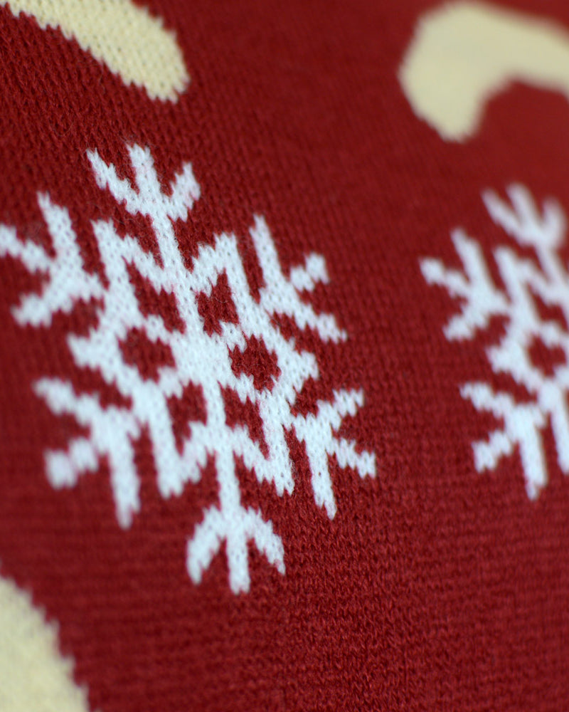 Jersey de Navidad Parejas con Reno Rudolph Rojo Detalle Nieve