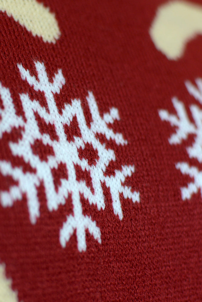 Jersey de Navidad Parejas con Reno Rudolph Rojo Detalle Nieve