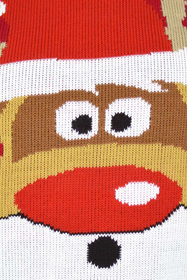 Jersey de Navidad Parejas Rojo con Reno Rudolph Detalle