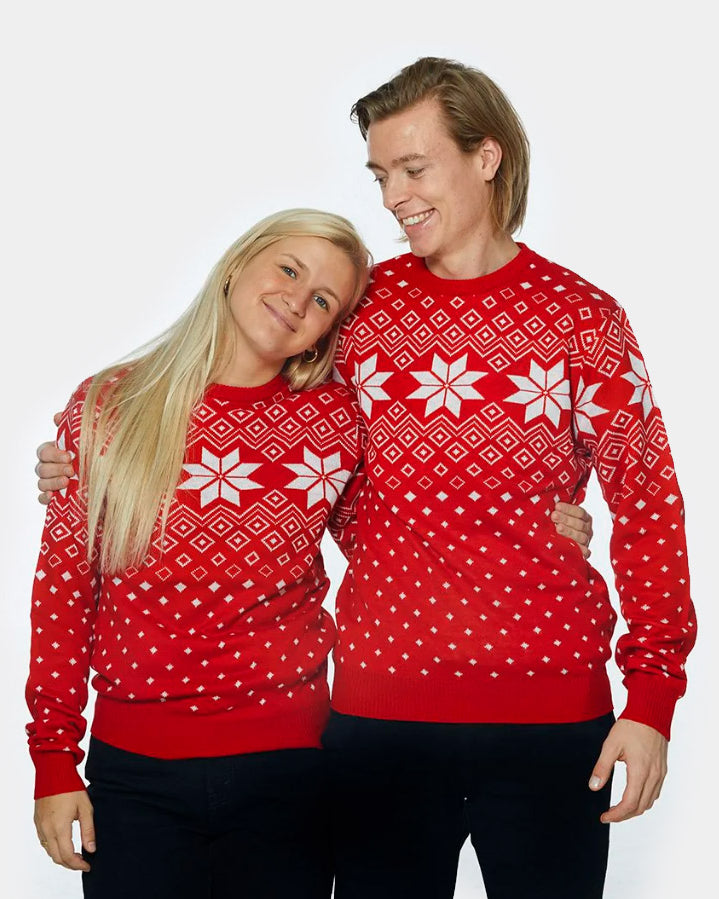 Jersey de Navidad Parejas Rojo con Estrellas Hombre
