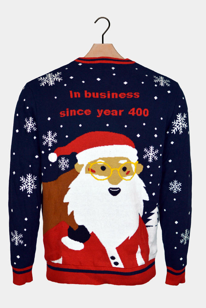 Jersey de Navidad Parejas Santa con Andador camino a la Jubilación Espald