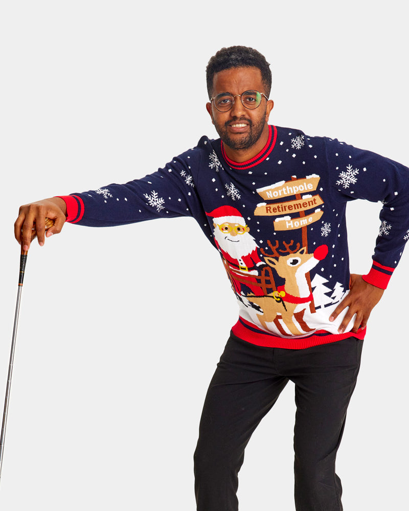 Jersey de Navidad Parejas Santa con Andador camino a la Jubilación Hombre