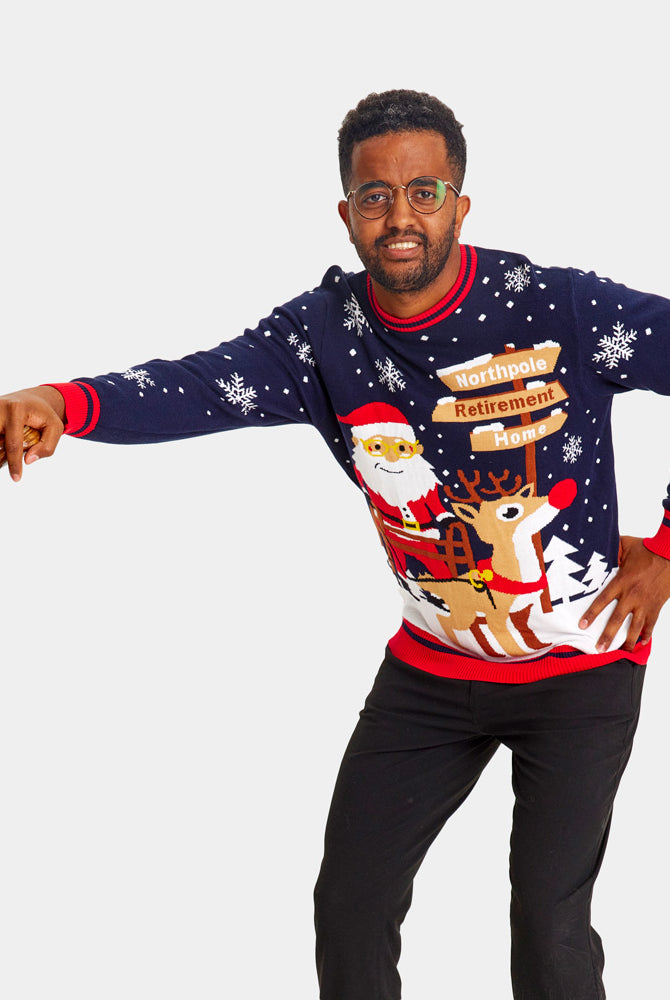 Jersey de Navidad Parejas Santa con Andador camino a la Jubilación Hombre