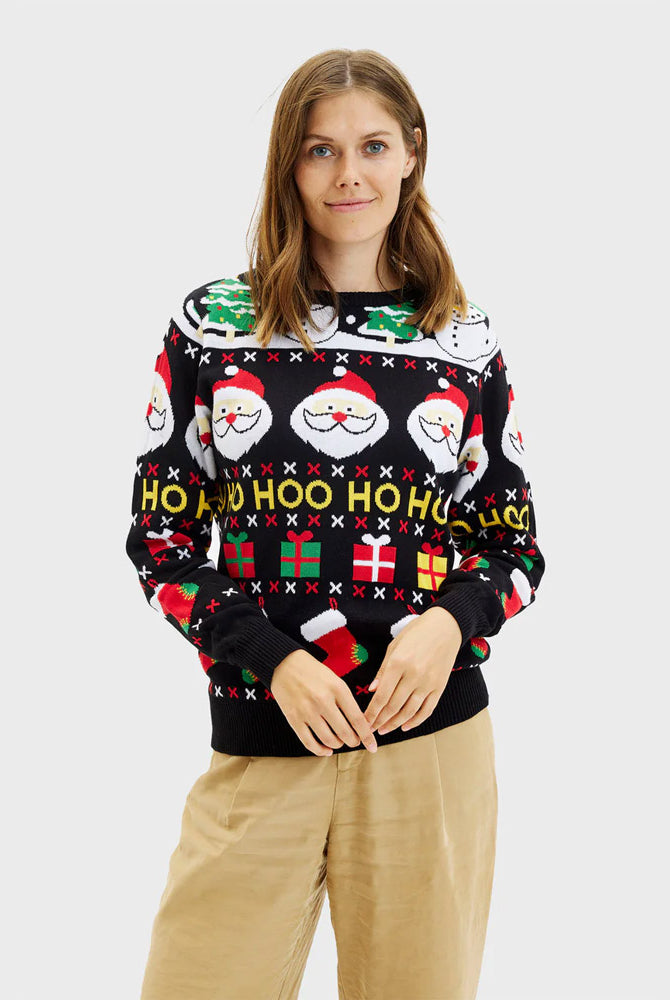 Jersey de Navidad Parejas Santa, Regalos y Muñecos Algodón Orgánico Mujer