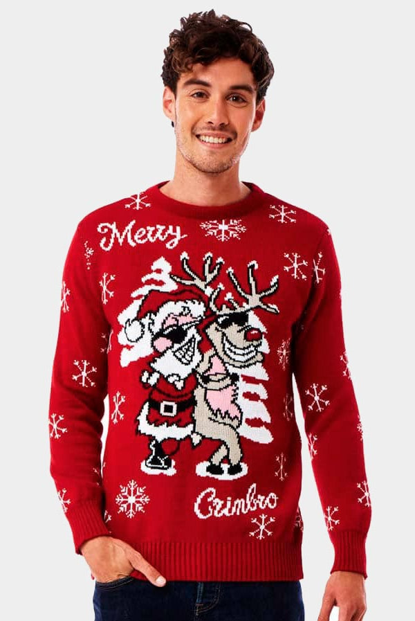 Jersey de Navidad Parejas Santa y Reno con Gafas de Sol Hombre
