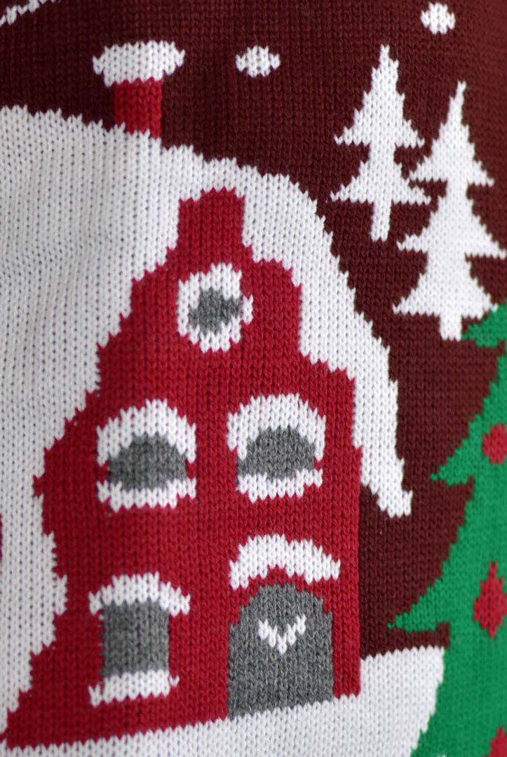 Jersey de Navidad Parejas Santa en Trineo y Árbol de Navidad Detalle