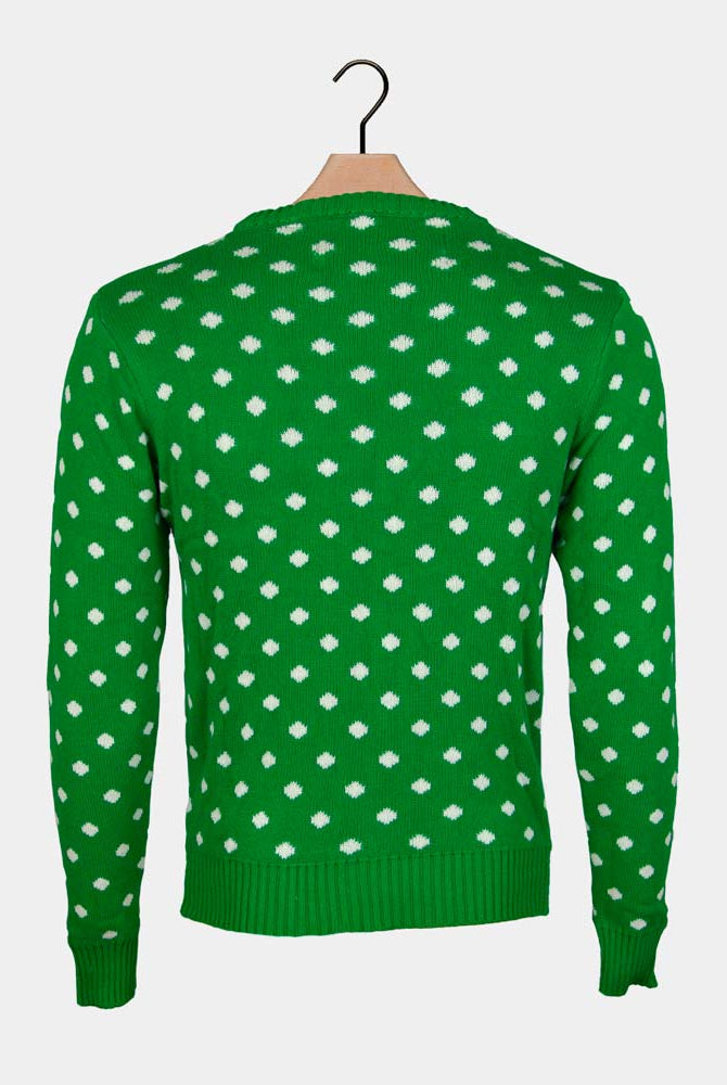 Jersey de Navidad Parejas Verde Reno con Gorro en 3D Espalda