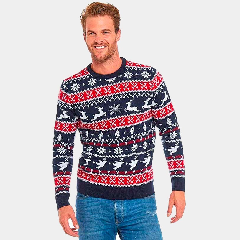 Jersey de Navidad para Adultos Renos y Motivos Navideños 2021 Hombre