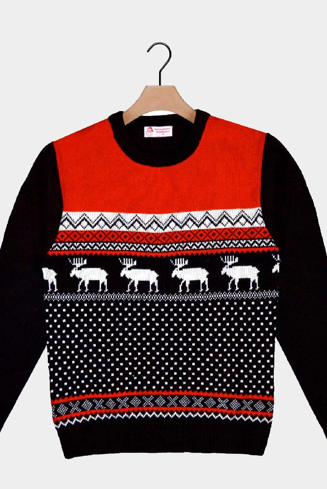Jersey de Navidad para Adultos Renos Rojo y Negro 2021