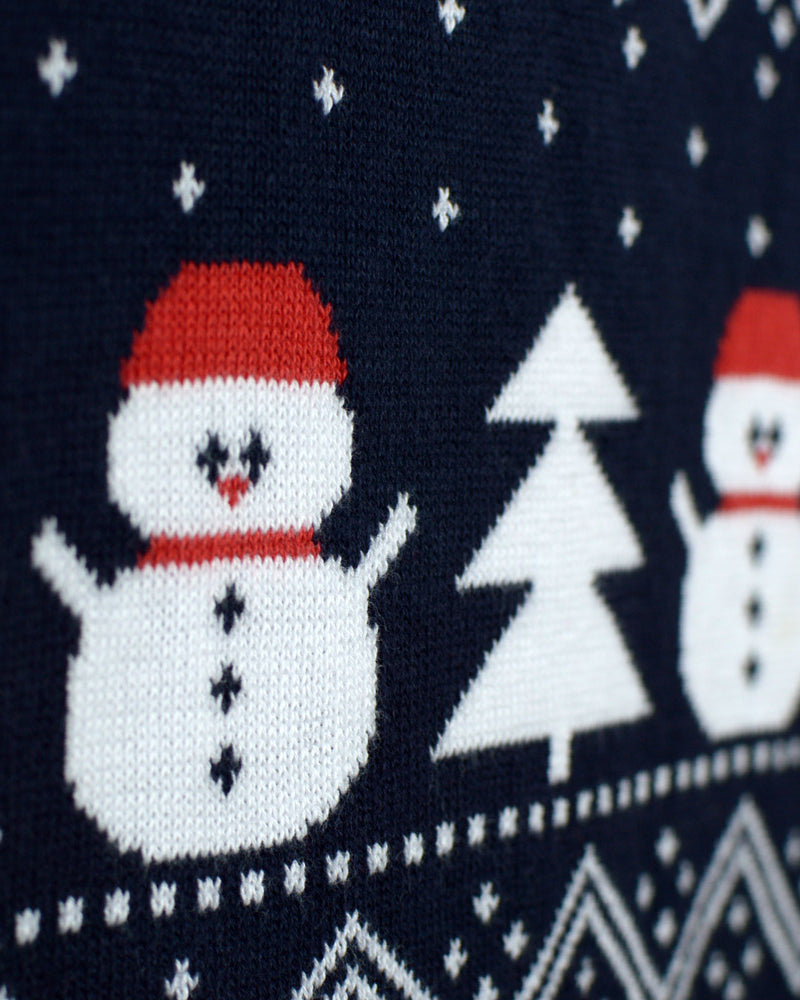 Jersey de Navidad Familia Árboles, Muñecos y Papá Noel Algodón Orgánico detalle